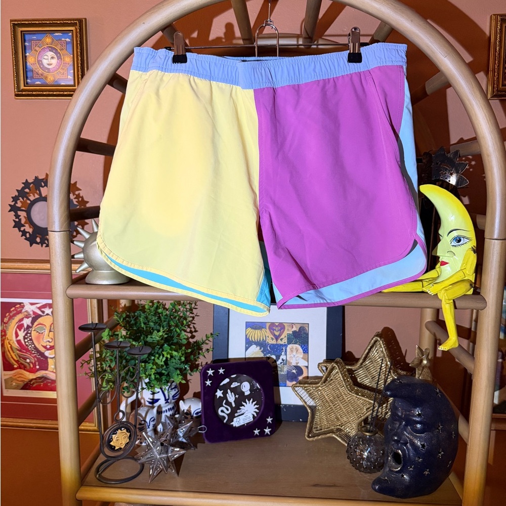 Bonobos Mens Swim Shorts in Yellow and Pink Color Block